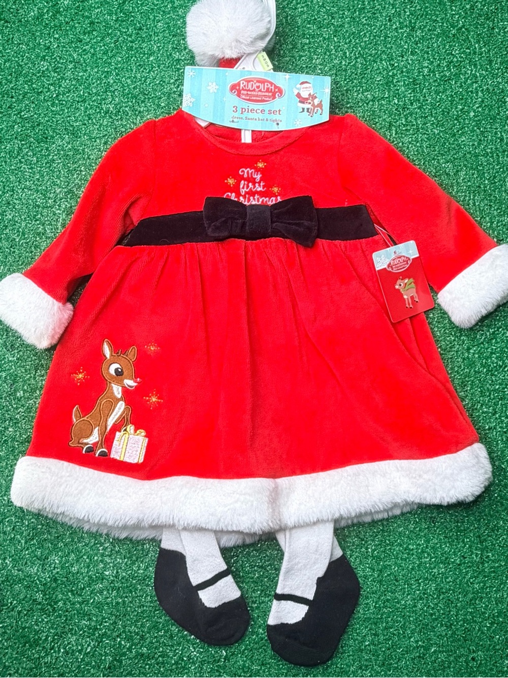 Rudolph the Red-Nosed Reindeer Christmas 3pc Outfit For Baby Girl New 3m NEW
